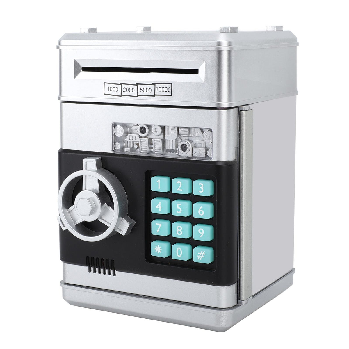 Innovative Money Bank ATM Piggy Bank with Cute Music Coin Money Saving Box with Password Desktop Ornament Silver