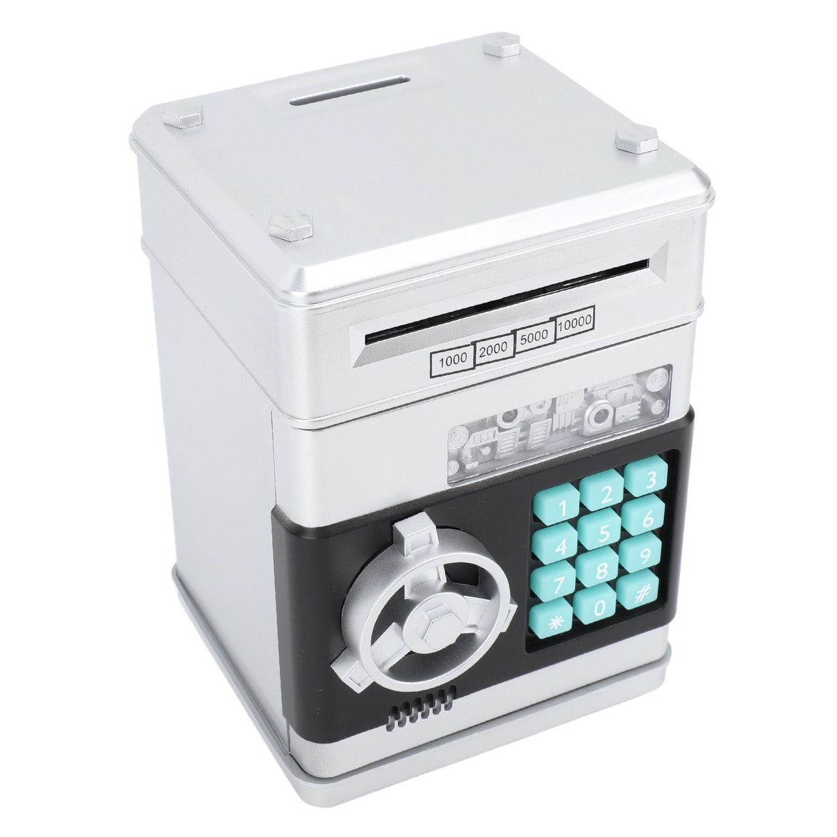 Innovative Money Bank ATM Piggy Bank with Cute Music Coin Money Saving Box with Password Desktop Ornament Silver