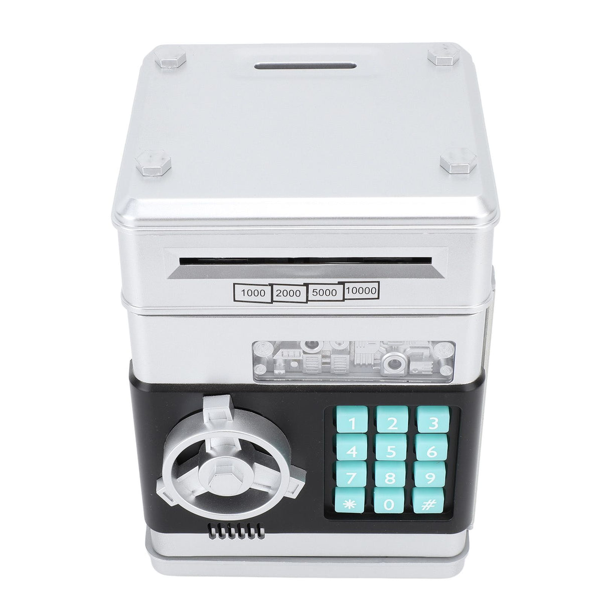 Innovative Money Bank ATM Piggy Bank with Cute Music Coin Money Saving Box with Password Desktop Ornament Silver