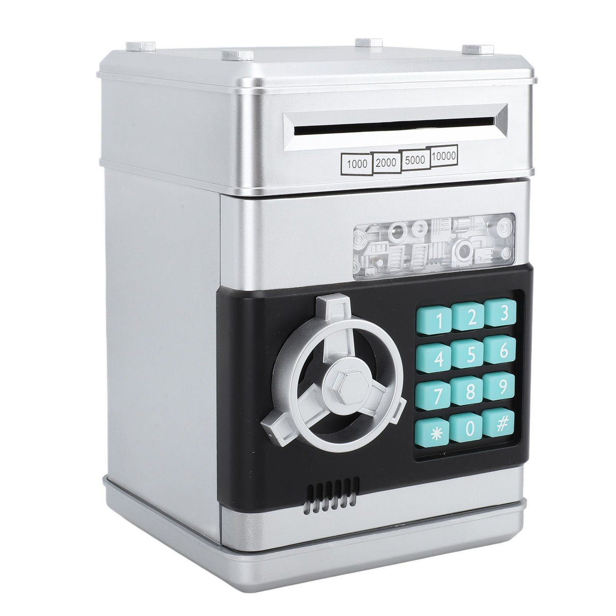 Innovative Money Bank ATM Piggy Bank with Cute Music Coin Money Saving Box with Password Desktop Ornament Silver