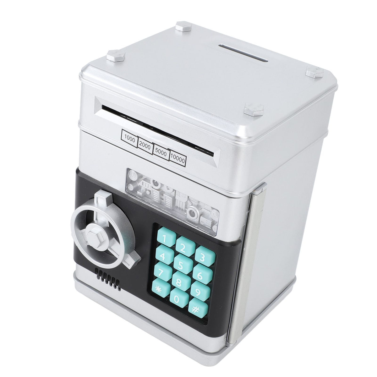 Innovative Money Bank ATM Piggy Bank with Cute Music Coin Money Saving Box with Password Desktop Ornament Silver