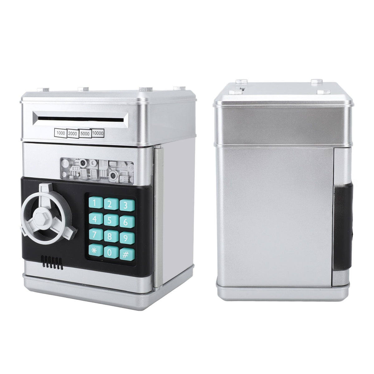 Innovative Money Bank ATM Piggy Bank with Cute Music Coin Money Saving Box with Password Desktop Ornament Silver