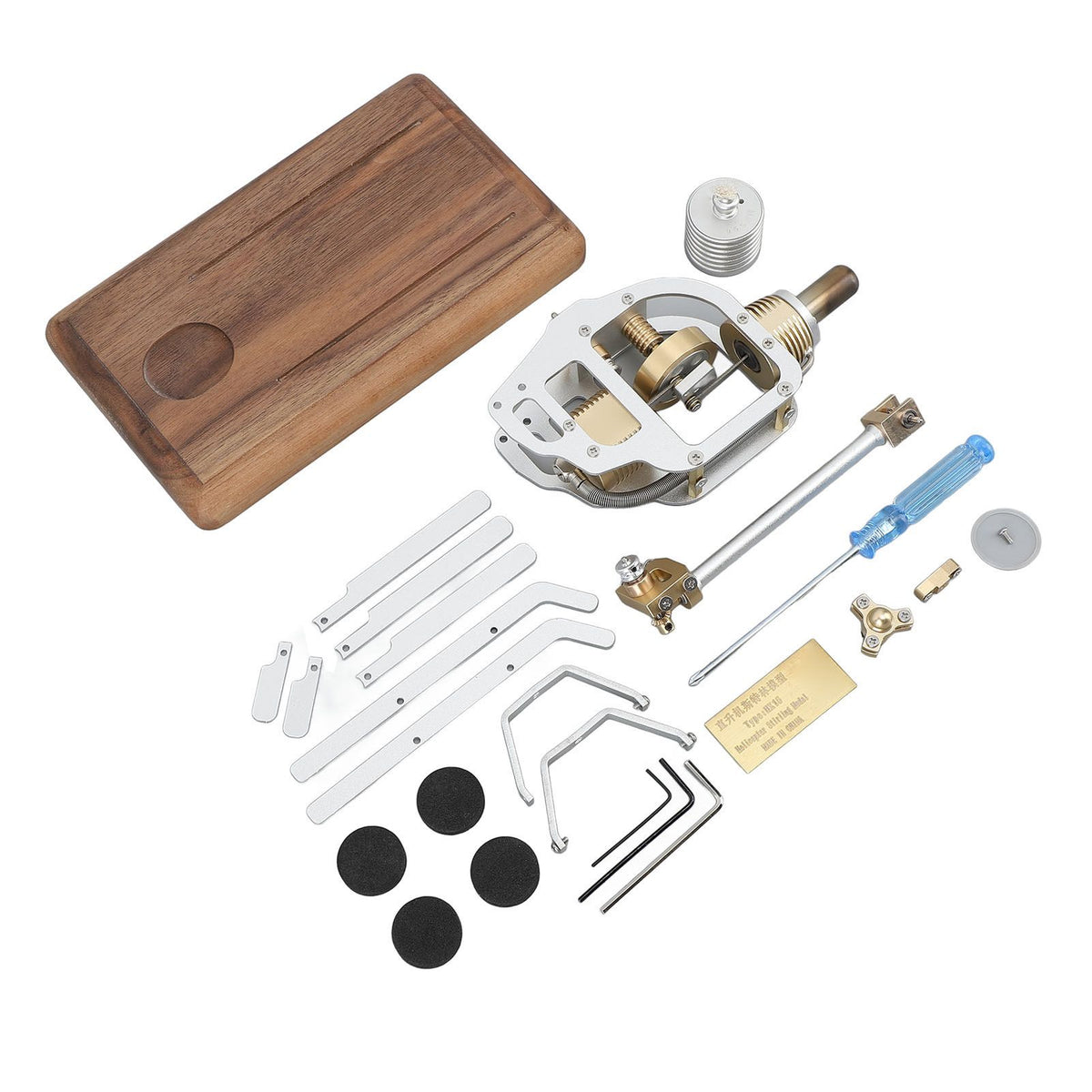 Stirling Engine Helicopter Model Kit Metal Air Energy External Combustion Educational Physics Science Experiment Toy for DIY Assembly Birthday Gift