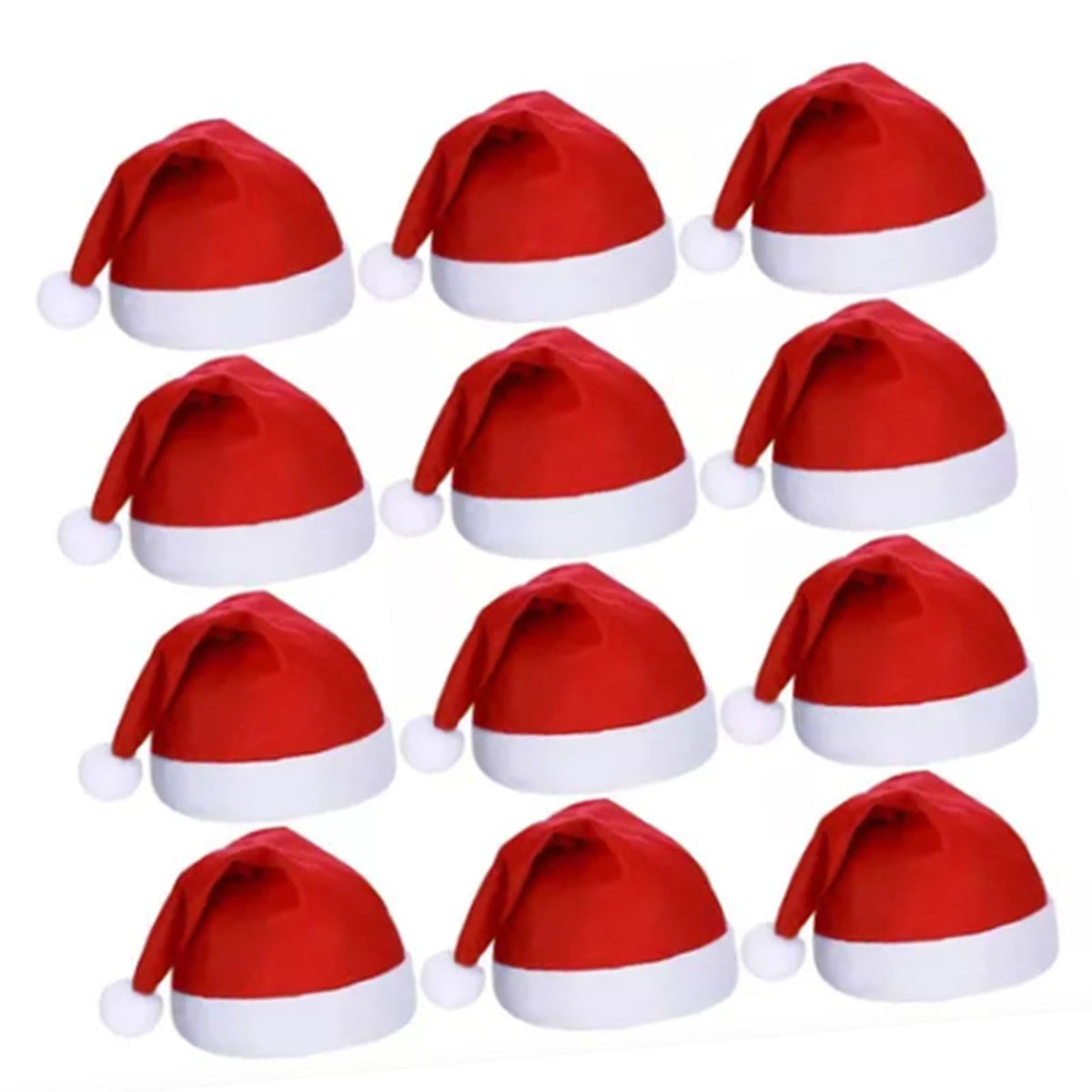 12pcs Santa Hat Xmas Holiday Hat for Adults Unisex Comfort Christmas Hats for Christmas New Year Festive Holiday Party Supplies Red