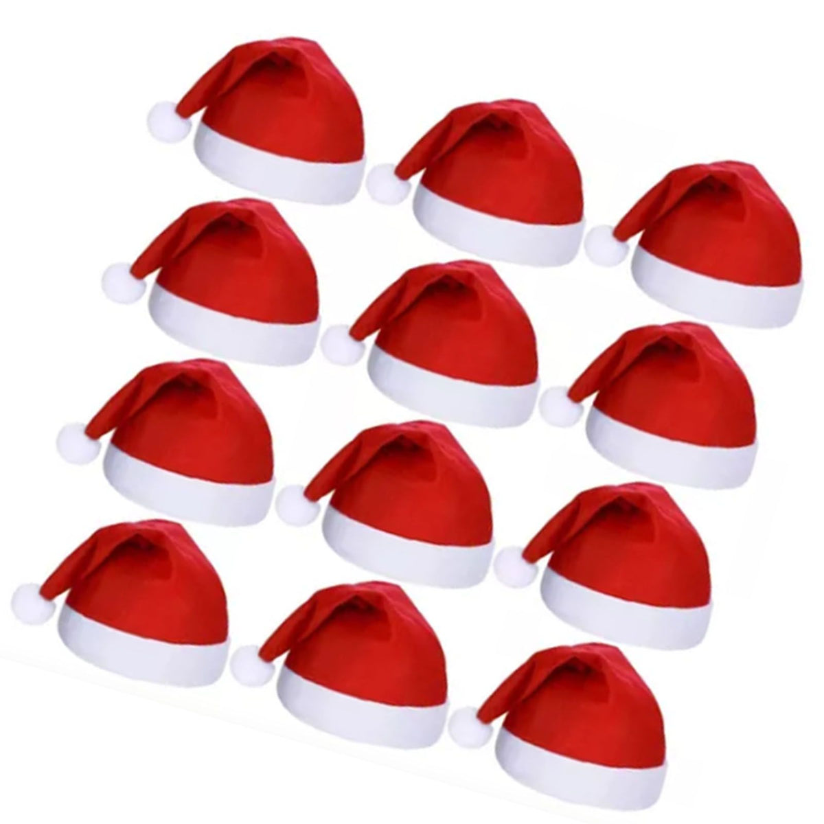 12pcs Santa Hat Xmas Holiday Hat for Adults Unisex Comfort Christmas Hats for Christmas New Year Festive Holiday Party Supplies Red