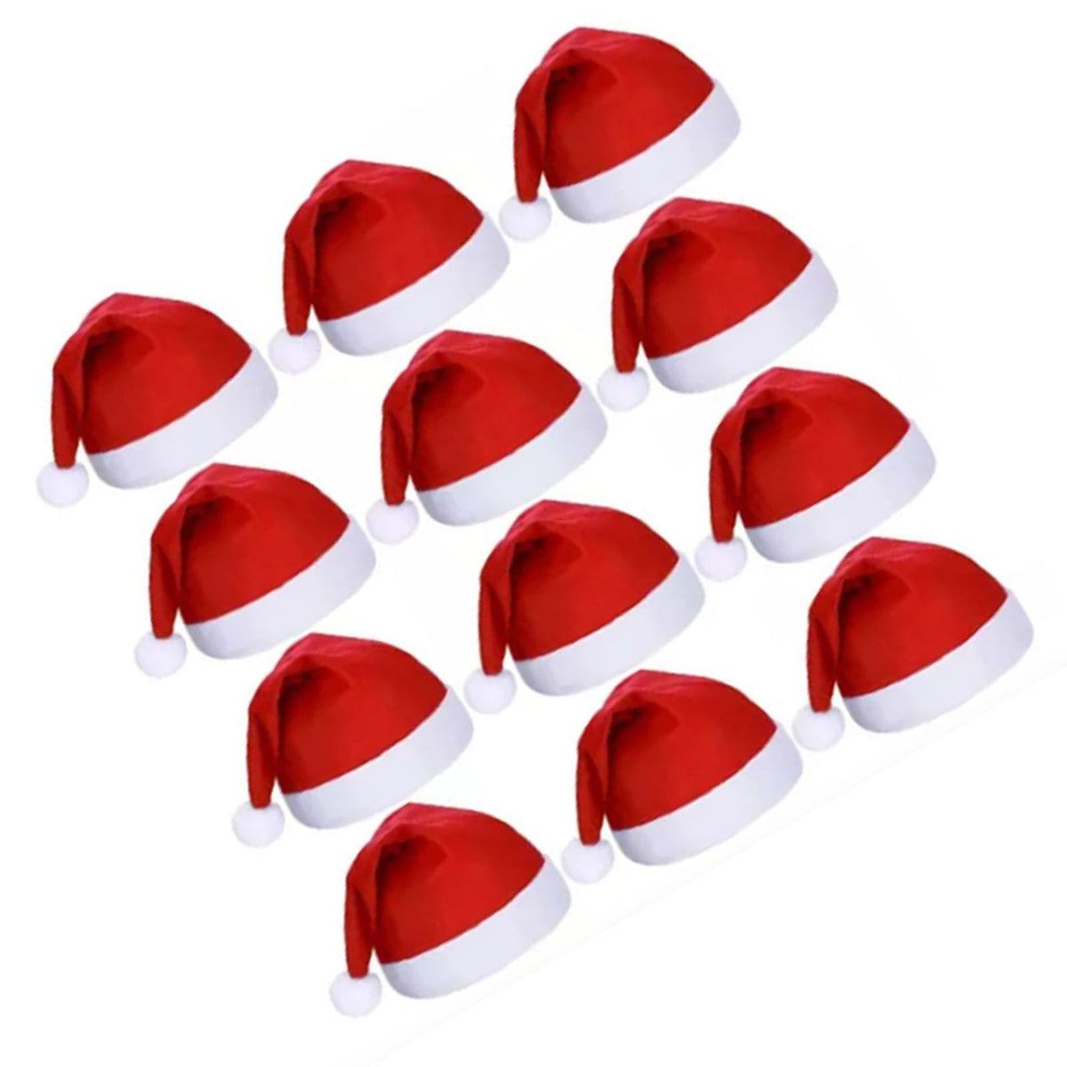 12pcs Santa Hat Xmas Holiday Hat for Adults Unisex Comfort Christmas Hats for Christmas New Year Festive Holiday Party Supplies Red
