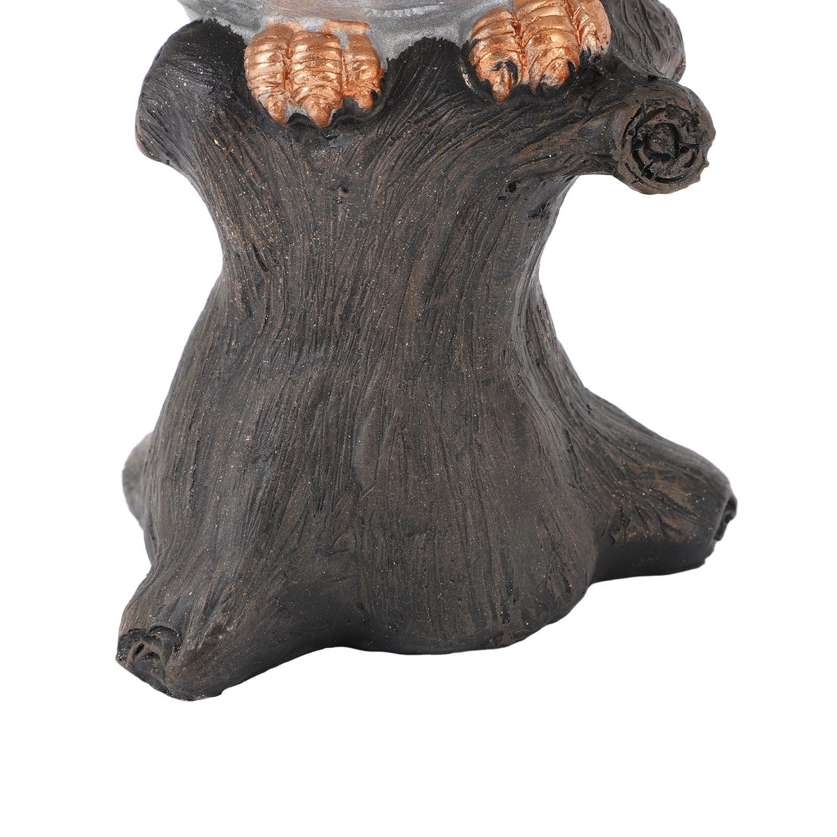 Owl Figurine Statue Resin Owl Sculpture Standing On Stump for Home Porch Patio Lawn Yard Decoration Housewarming Gifts Silver Belly