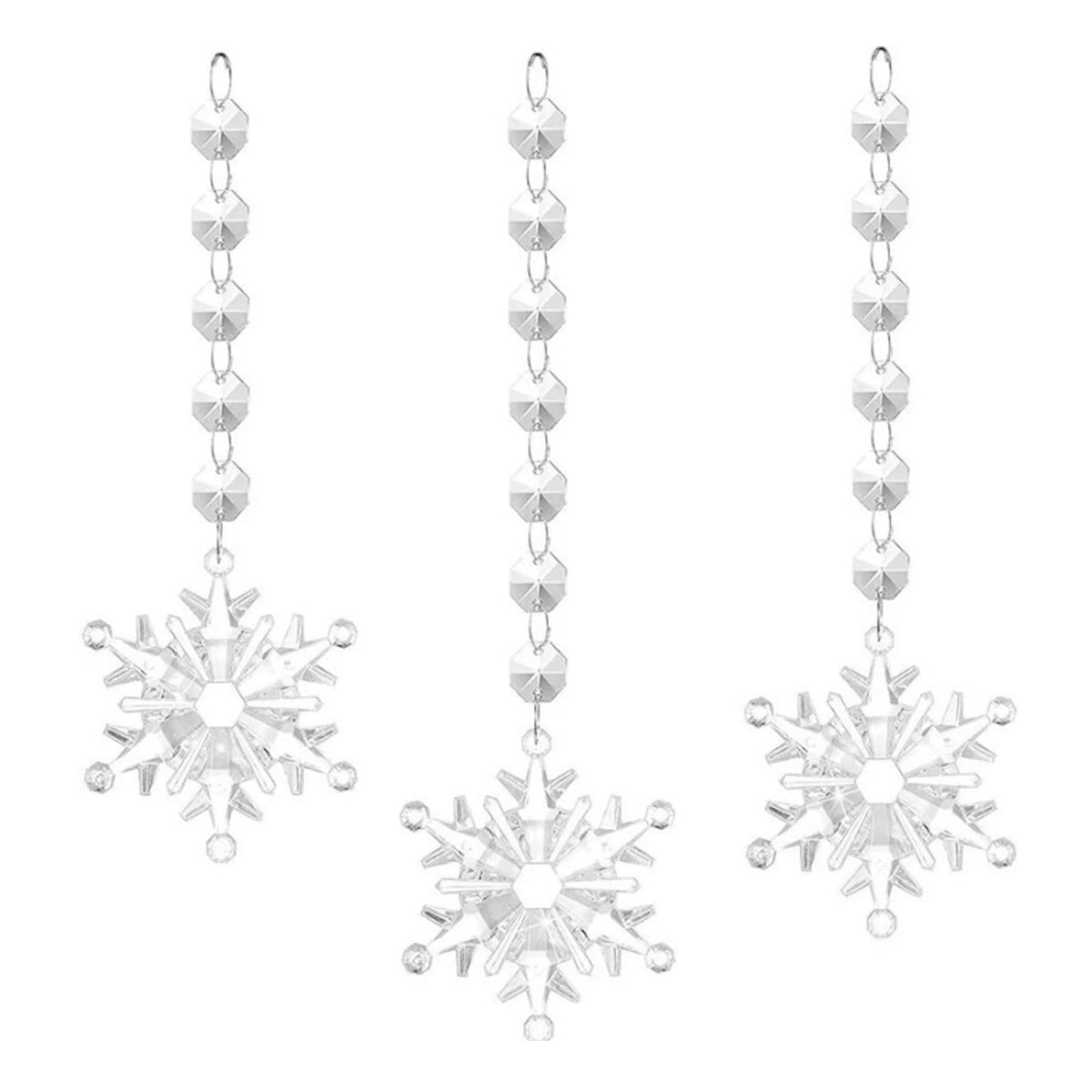30 Pcs Snowflake Icicle Decoration Exquisite Acrylic High Transparency Hanging Snowflake Ornament for Xmas Tree