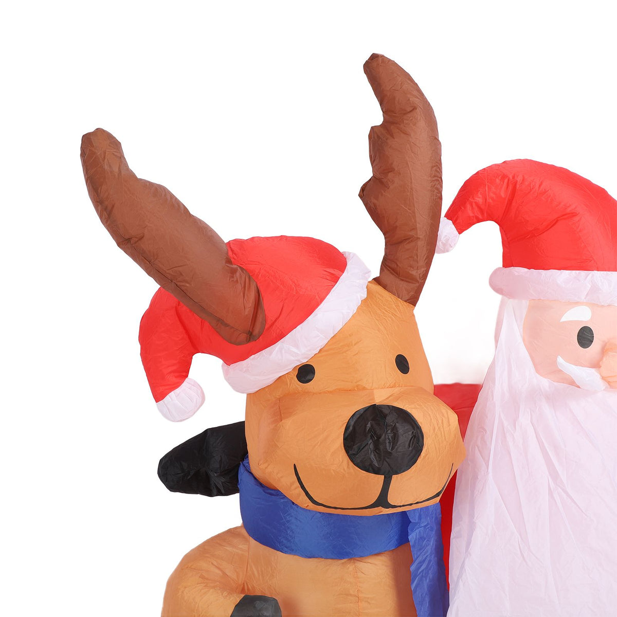 1.6m Xmas Inflatable Old Men and Deer Model Inflatable Santa and Reindeer LED Lights Outdoor Inflatable Props Toy for Yard Garden Decor EU Plug 220‑240V