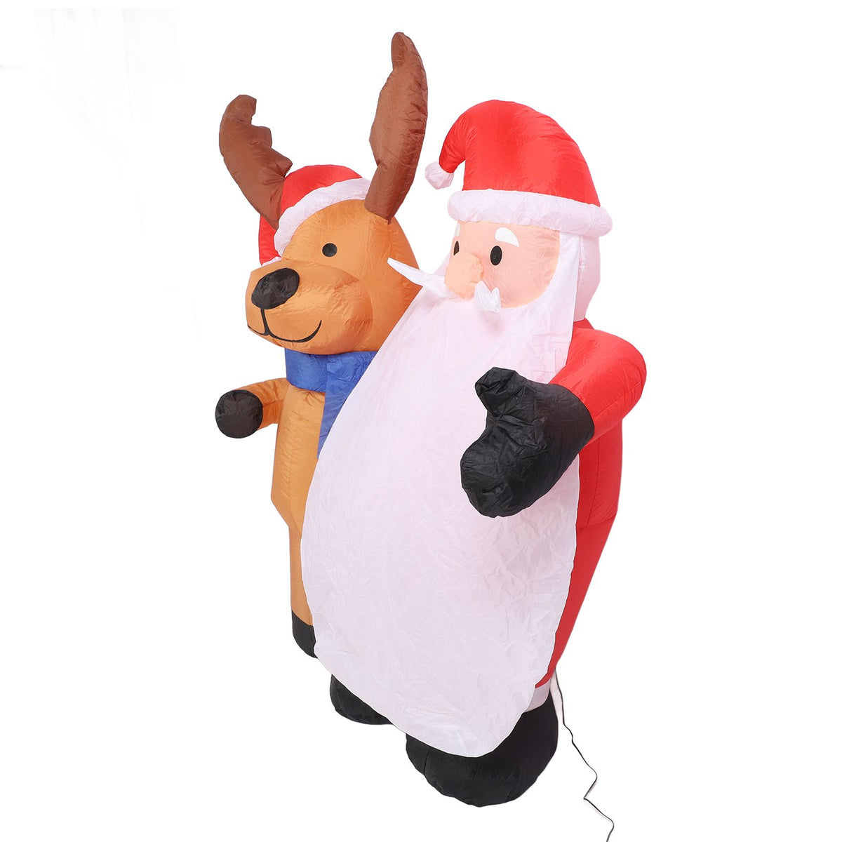 1.6m Xmas Inflatable Old Men and Deer Model Inflatable Santa and Reindeer LED Lights Outdoor Inflatable Props Toy for Yard Garden Decor EU Plug 220‑240V