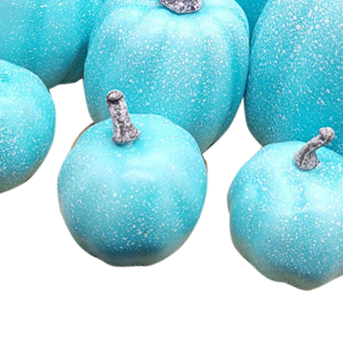 7 Pcs Artificial Pumpkin Cute Lifelike Foam Harvest Pumpkins for Autumn Holiday Decor Sky Blue