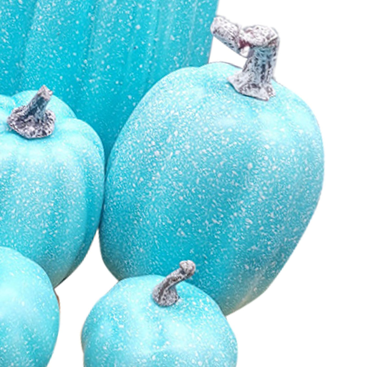 7 Pcs Artificial Pumpkin Cute Lifelike Foam Harvest Pumpkins for Autumn Holiday Decor Sky Blue