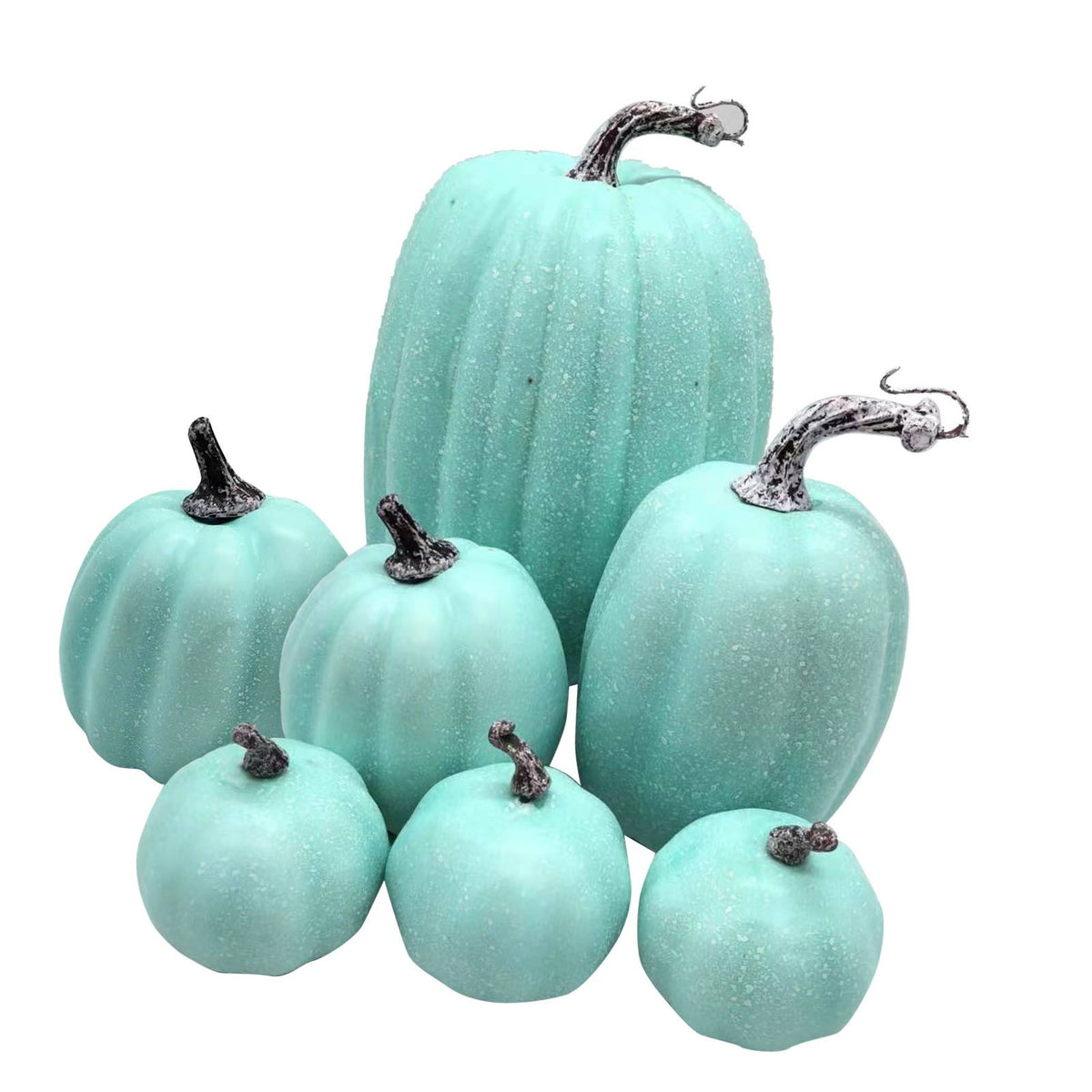 7 Pcs Artificial Pumpkin Cute Lifelike Foam Harvest Pumpkins for Autumn Holiday Decor Green