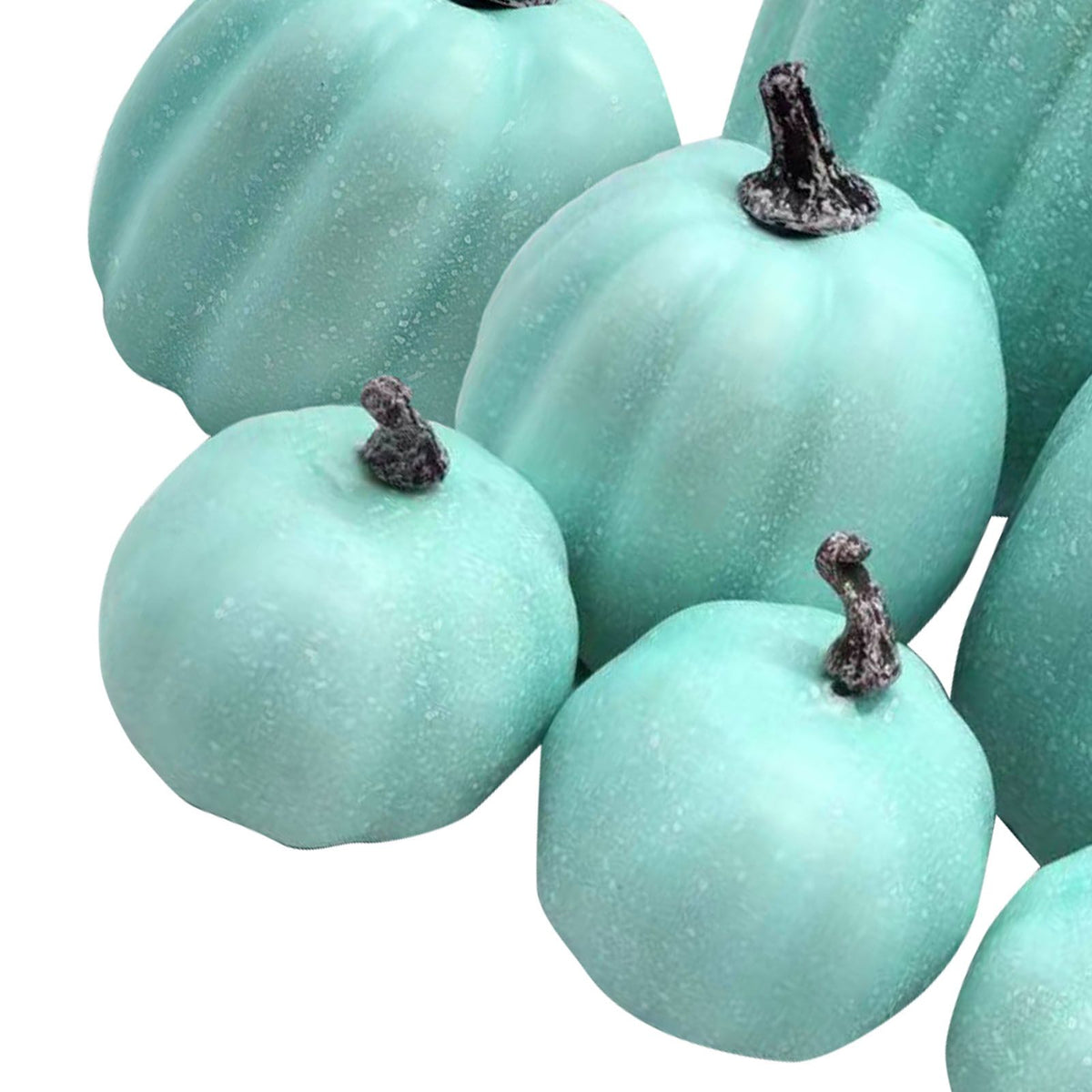 7 Pcs Artificial Pumpkin Cute Lifelike Foam Harvest Pumpkins for Autumn Holiday Decor Green