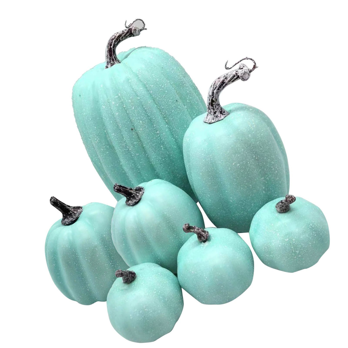 7 Pcs Artificial Pumpkin Cute Lifelike Foam Harvest Pumpkins for Autumn Holiday Decor Green