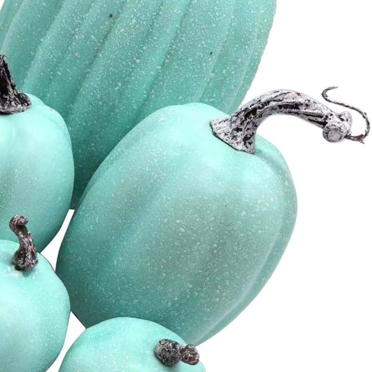7 Pcs Artificial Pumpkin Cute Lifelike Foam Harvest Pumpkins for Autumn Holiday Decor Green