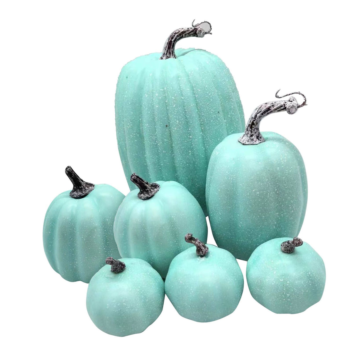 7 Pcs Artificial Pumpkin Cute Lifelike Foam Harvest Pumpkins for Autumn Holiday Decor Green