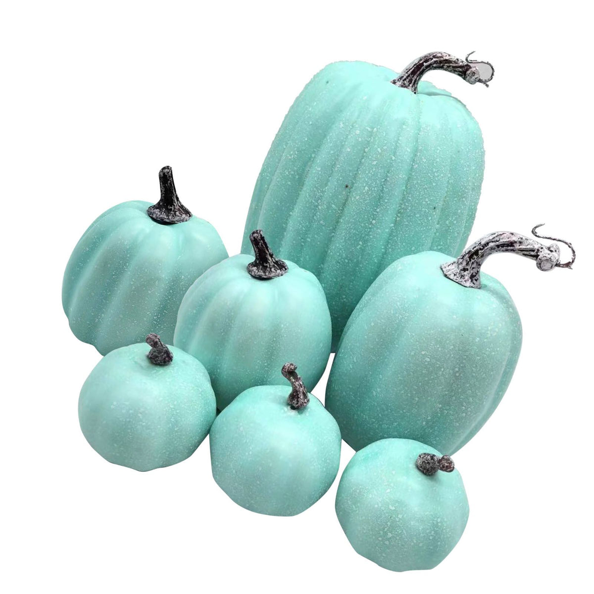 7 Pcs Artificial Pumpkin Cute Lifelike Foam Harvest Pumpkins for Autumn Holiday Decor Green