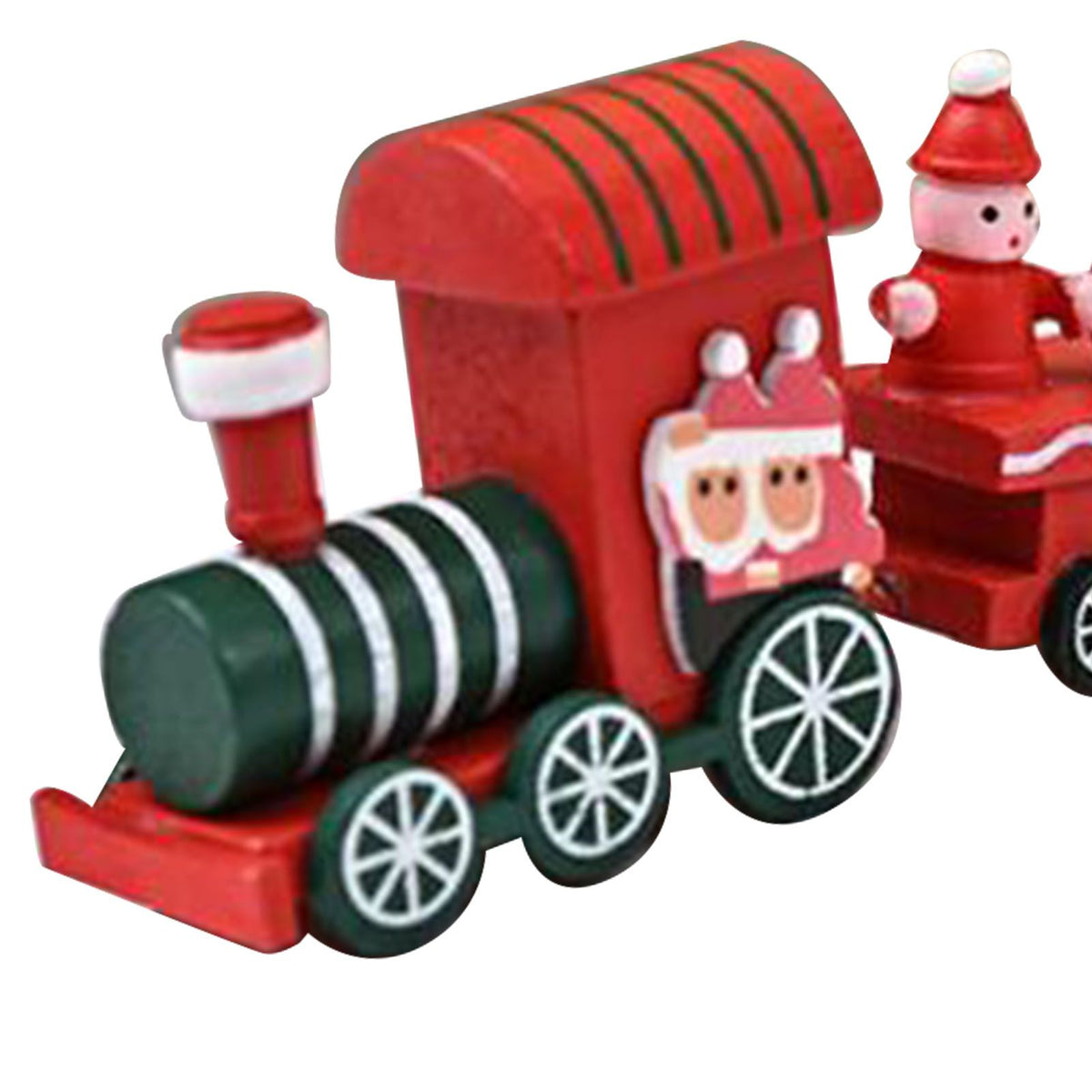 Xmas Train Ornament Cute Festive Wooden Train Window Desktop Decoration for Holiday Red