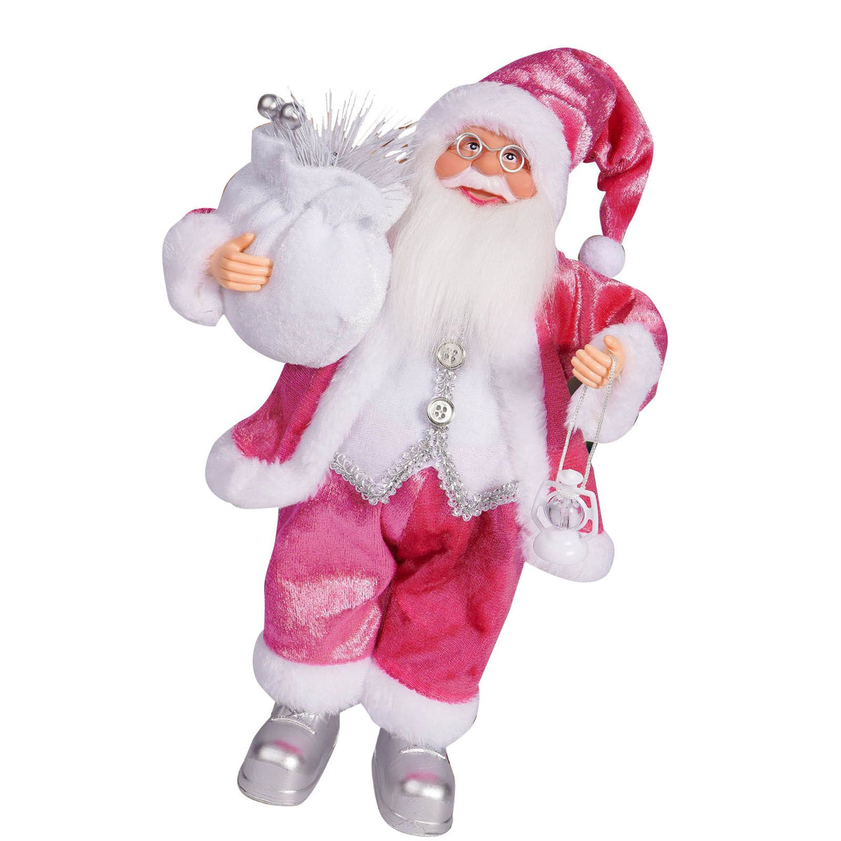 12.6 Inch Santa Figurine Doll Xmas Standing Santa Decoration for Room Fireplace Tabletop Centerpieces Window Display Props Figure Ornament Roseate