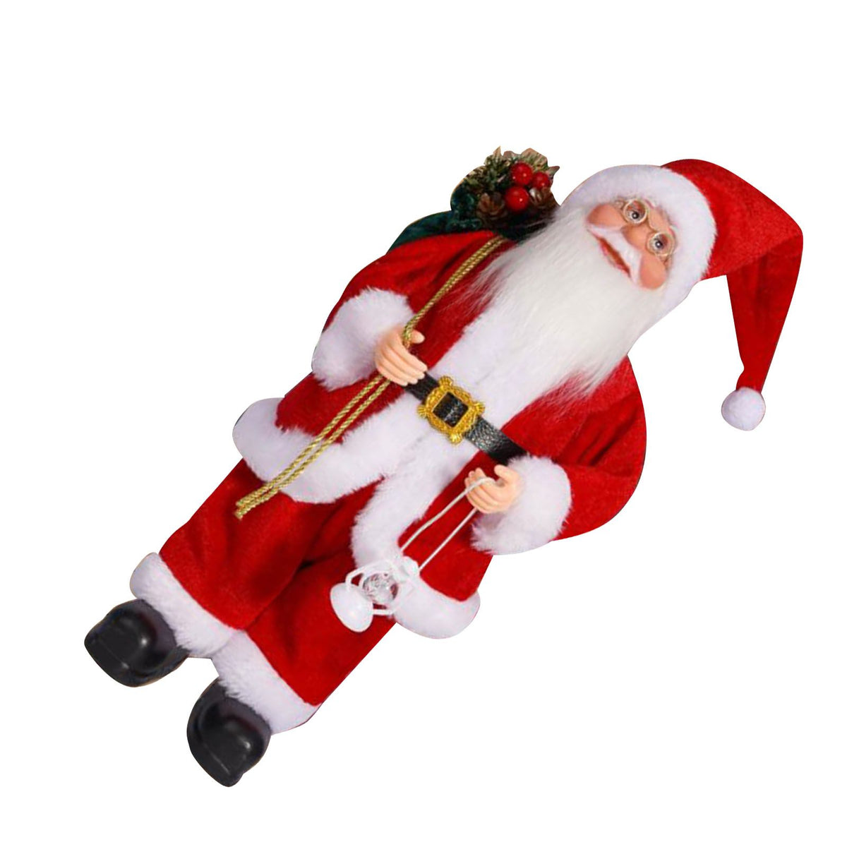 12.6 Inch Santa Figurine Doll Xmas Standing Santa Decoration for Room Fireplace Tabletop Centerpieces Window Display Props Figure Ornament Red