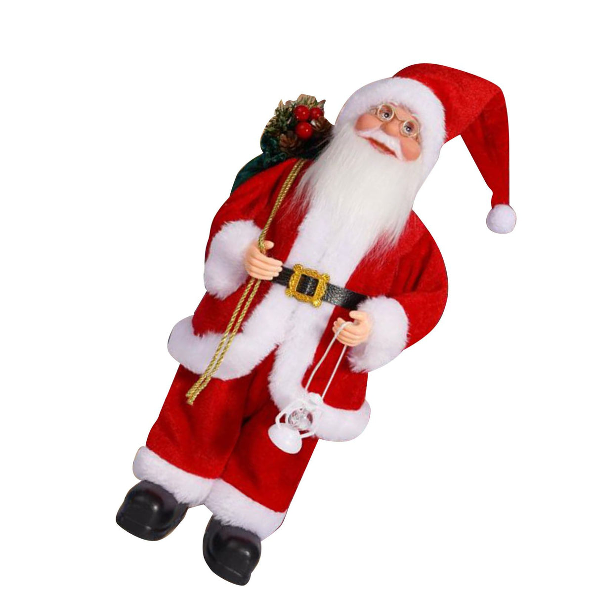 12.6 Inch Santa Figurine Doll Xmas Standing Santa Decoration for Room Fireplace Tabletop Centerpieces Window Display Props Figure Ornament Red