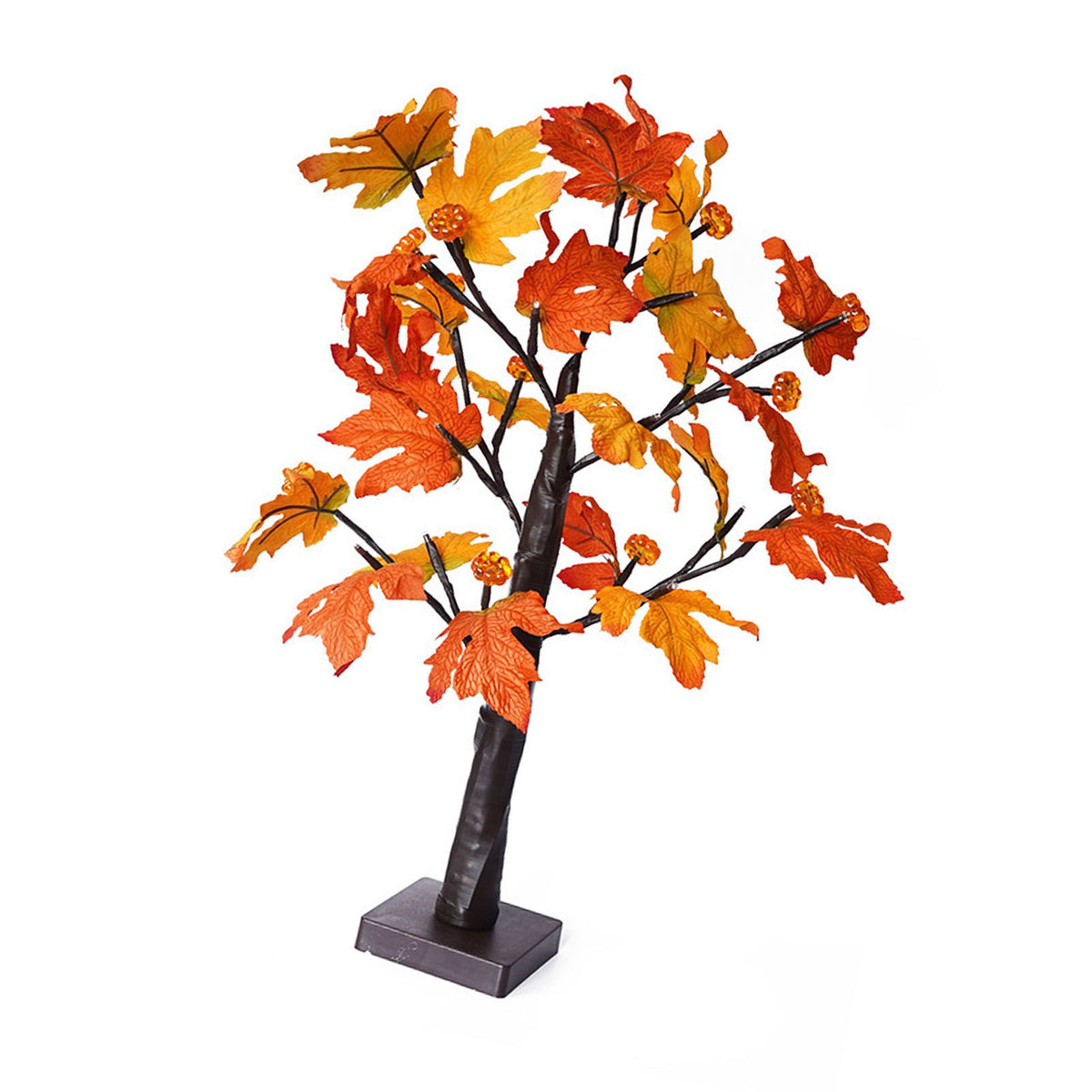 24in Fall Maple Tree with 24 LEDs Timer Pumpkin Decoration Removable Base Soft Light Lighted Leaf Tree for Xmas Thanksgiving