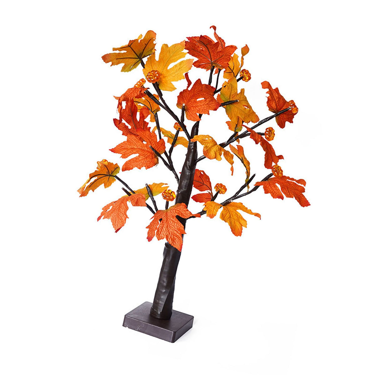 24in Fall Maple Tree with 24 LEDs Timer Pumpkin Decoration Removable Base Soft Light Lighted Leaf Tree for Xmas Thanksgiving
