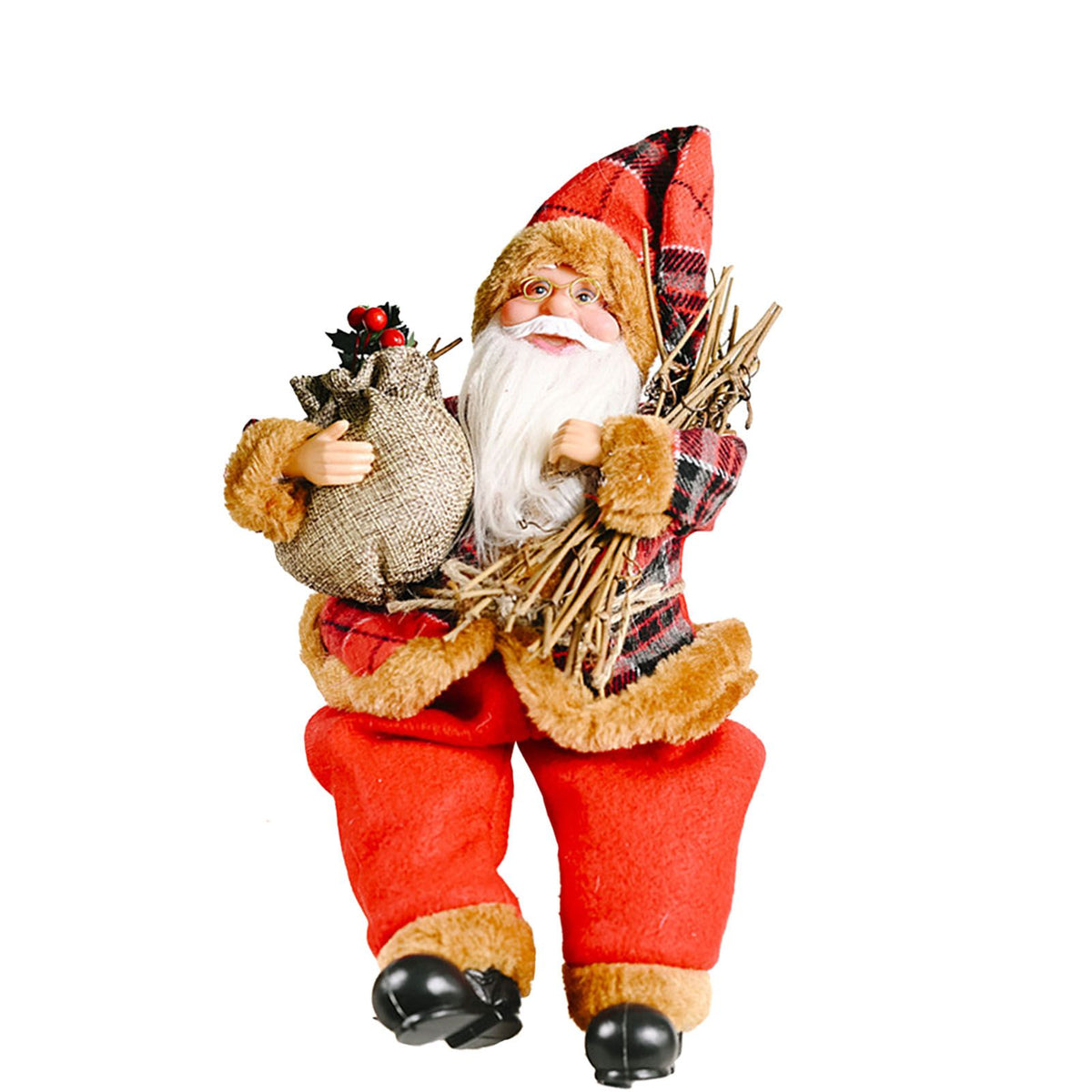Santa Decoration Cute Image Santa Figurines Doll Toy Holiday Style Tabletop Santa Ornament for Party Home Desk Sitting Figure Firewood Model