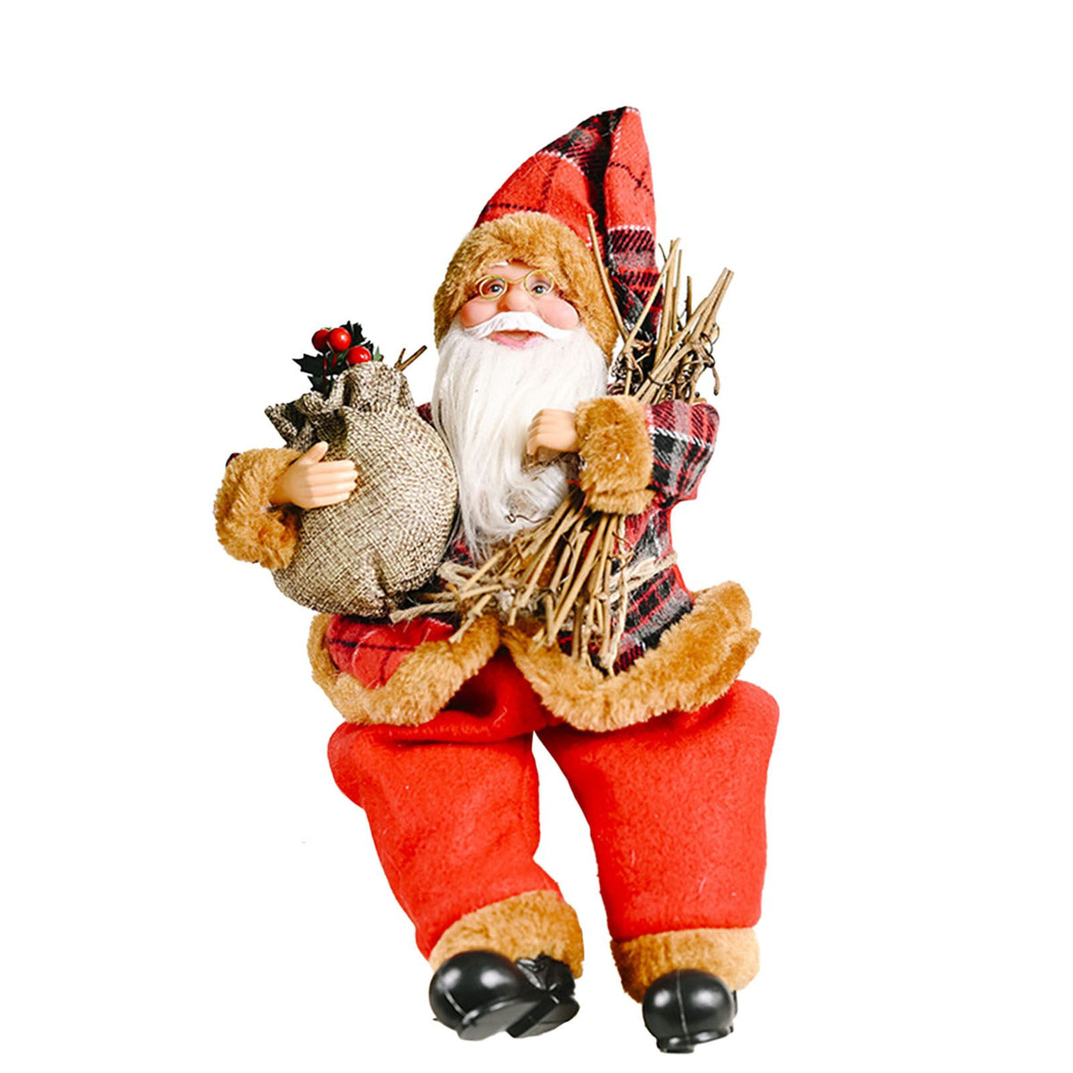 Santa Decoration Cute Image Santa Figurines Doll Toy Holiday Style Tabletop Santa Ornament for Party Home Desk Sitting Figure Firewood Model