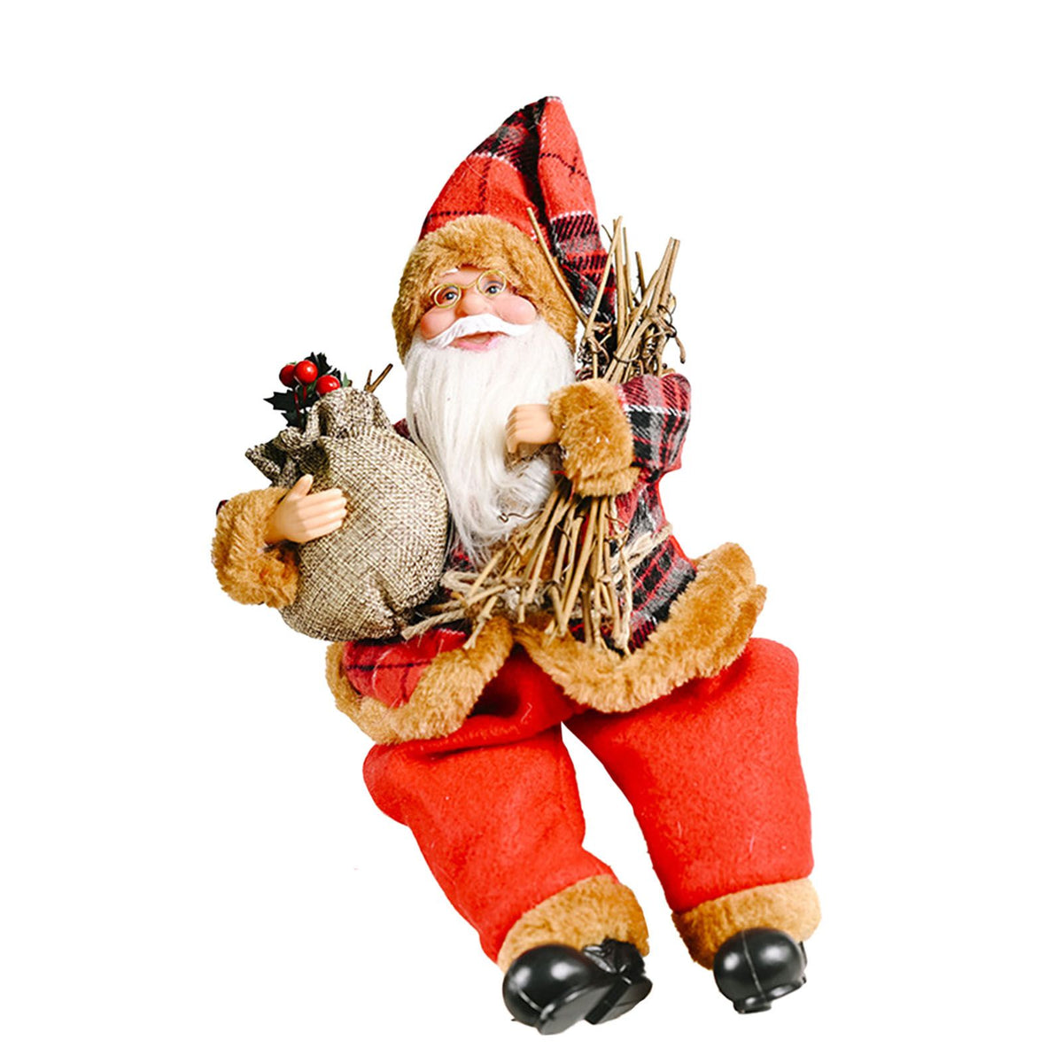 Santa Decoration Cute Image Santa Figurines Doll Toy Holiday Style Tabletop Santa Ornament for Party Home Desk Sitting Figure Firewood Model