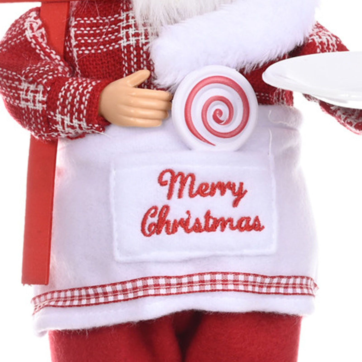 Santa Decoration Cute Image Santa Figurines Doll Toy Holiday Style Tabletop Santa Ornament for Party Home Desk Standing Figure Chef Model, Without Cookies