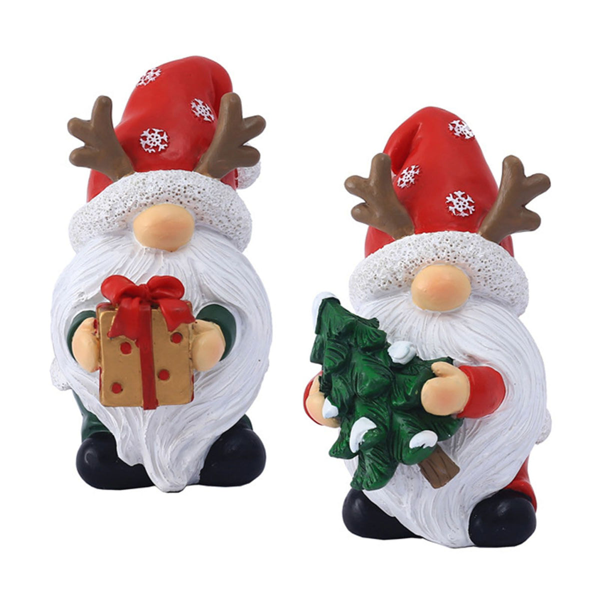 2Pcs Santa Ornament Xmas Statue Art Craft Room Tabletop Display Winter New Year Decor