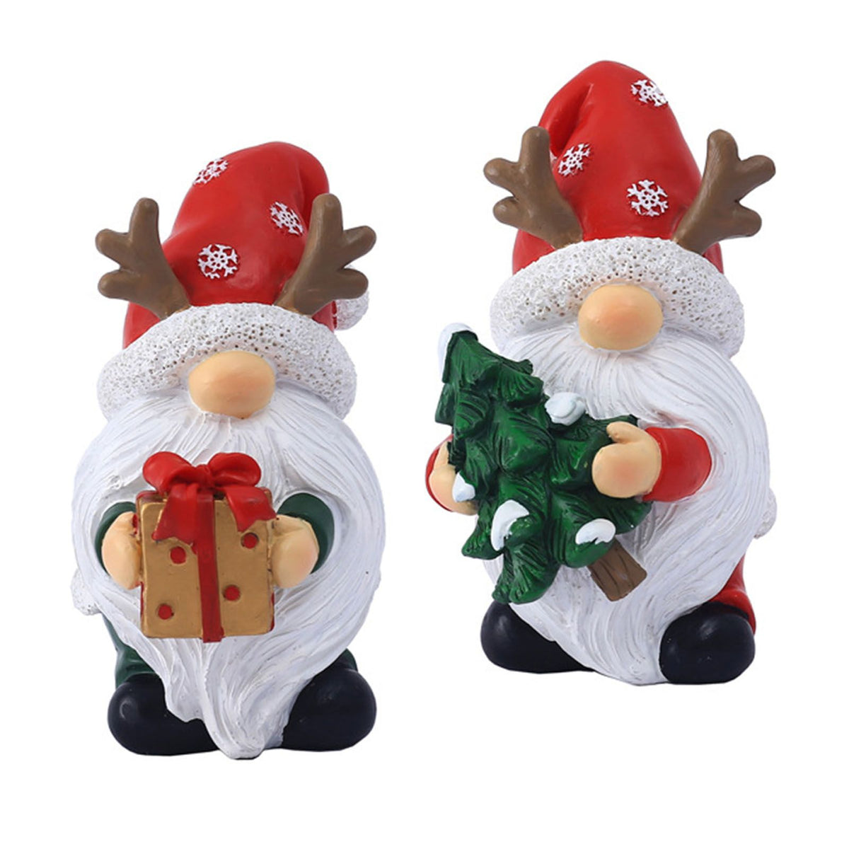 2Pcs Santa Ornament Xmas Statue Art Craft Room Tabletop Display Winter New Year Decor
