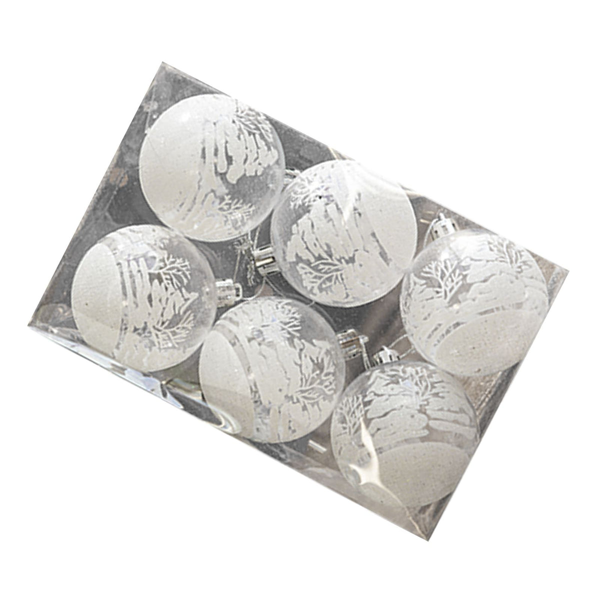 6 Pcs Xmas Ball Ornaments Set Snow Scene Shatterproof Transparent Acrylic Clear Xmas Balls Hanging Decorations for Xmas Tree Wedding Party Holiday