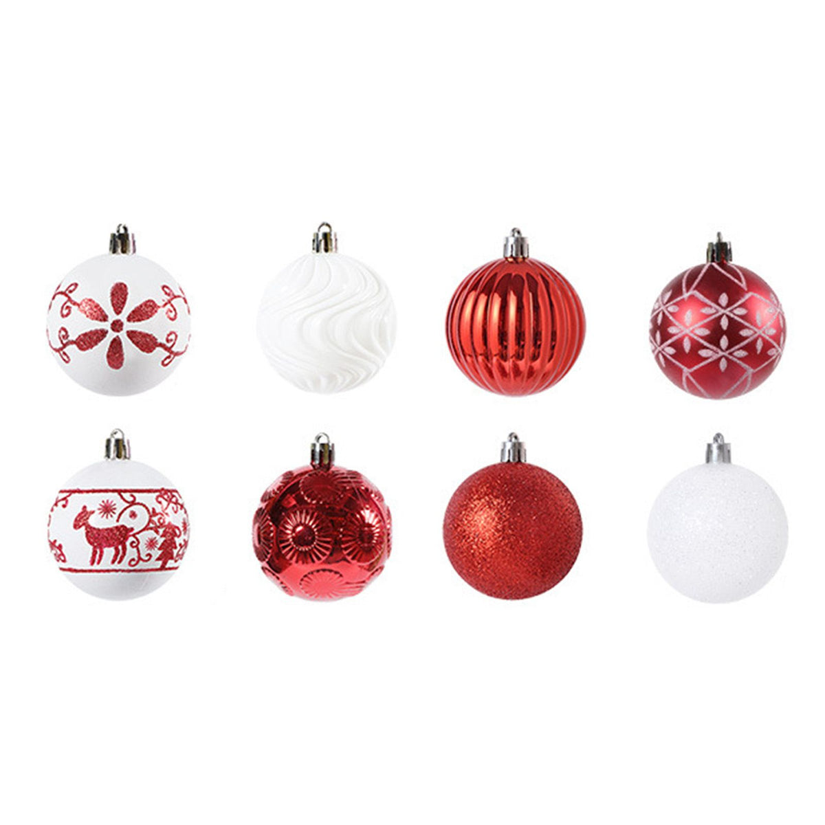 40PCS Xmas Tree Ball Plastic Lightweight Easy to Hang Ball Xmas Ball Decorations Ornaments for Holiday Wedding Party F34 Red White