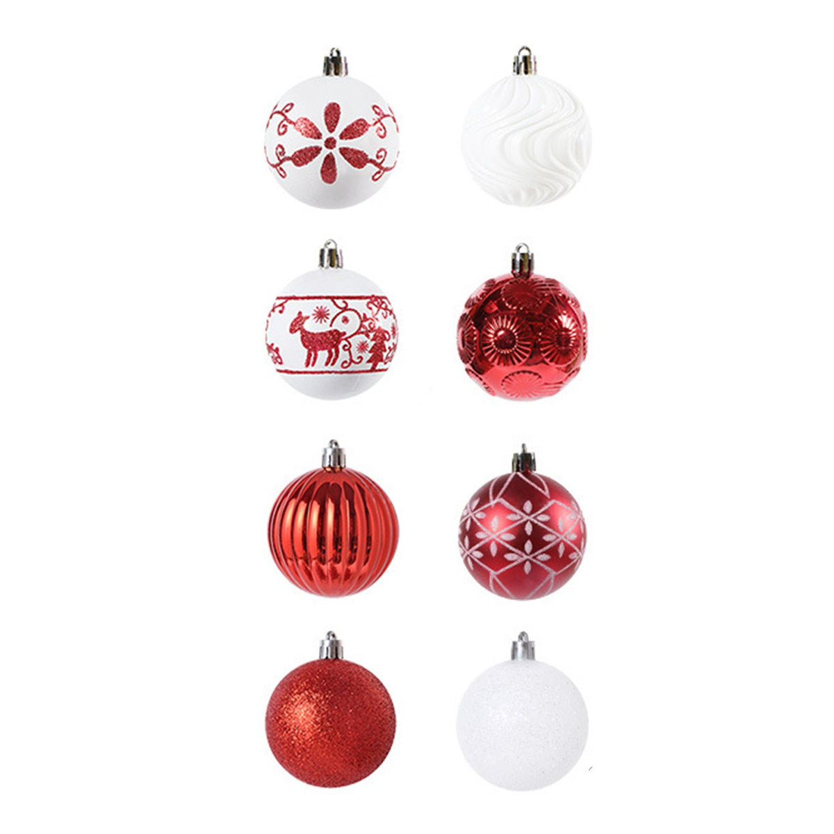 40PCS Xmas Tree Ball Plastic Lightweight Easy to Hang Ball Xmas Ball Decorations Ornaments for Holiday Wedding Party F34 Red White