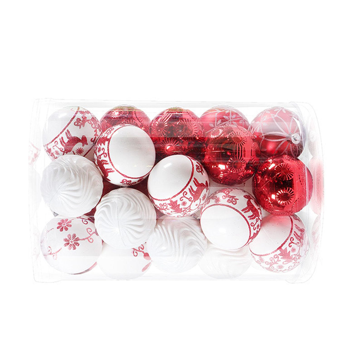 40PCS Xmas Tree Ball Plastic Lightweight Easy to Hang Ball Xmas Ball Decorations Ornaments for Holiday Wedding Party F34 Red White