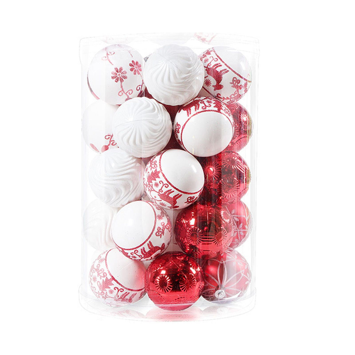 40PCS Xmas Tree Ball Plastic Lightweight Easy to Hang Ball Xmas Ball Decorations Ornaments for Holiday Wedding Party F34 Red White