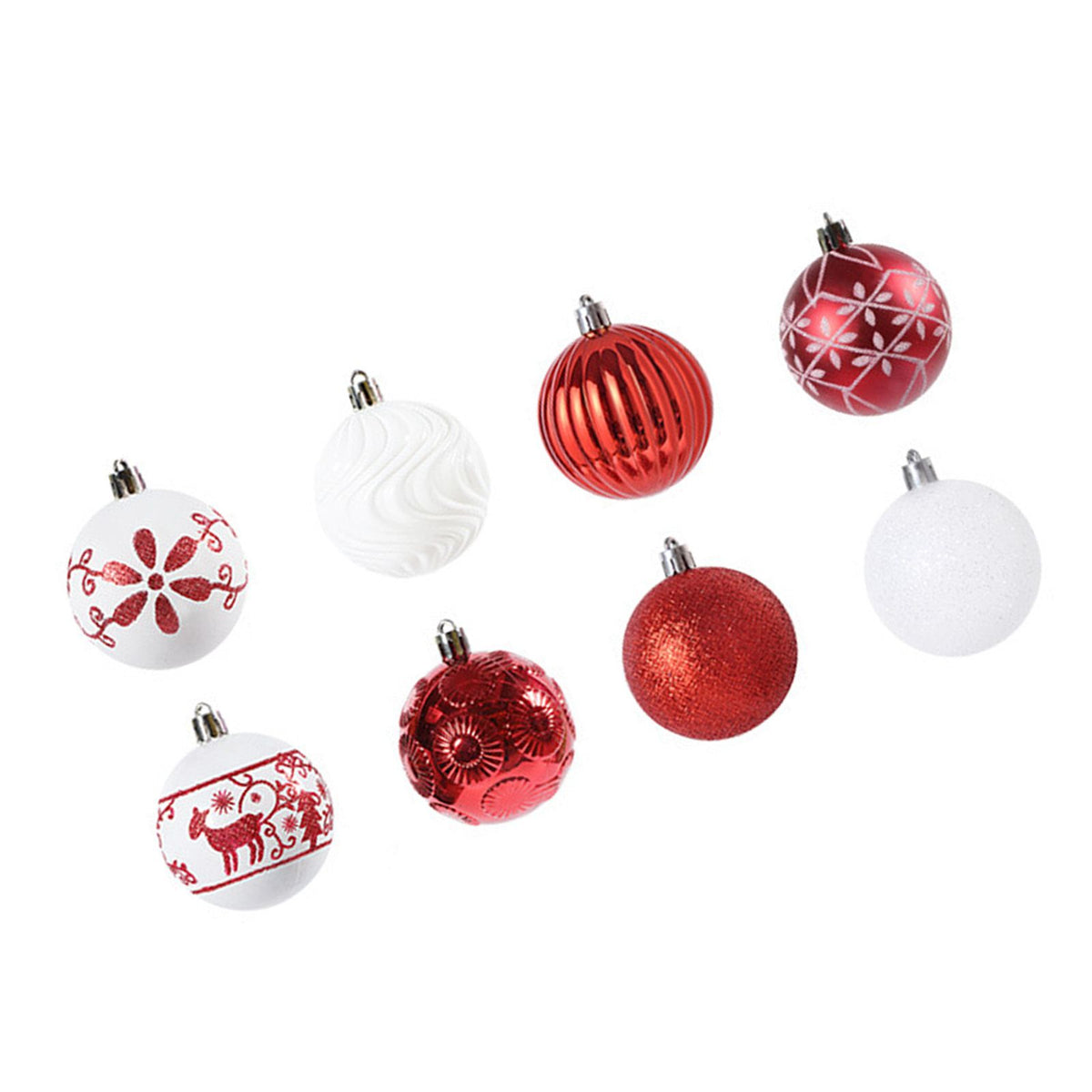 40PCS Xmas Tree Ball Plastic Lightweight Easy to Hang Ball Xmas Ball Decorations Ornaments for Holiday Wedding Party F34 Red White