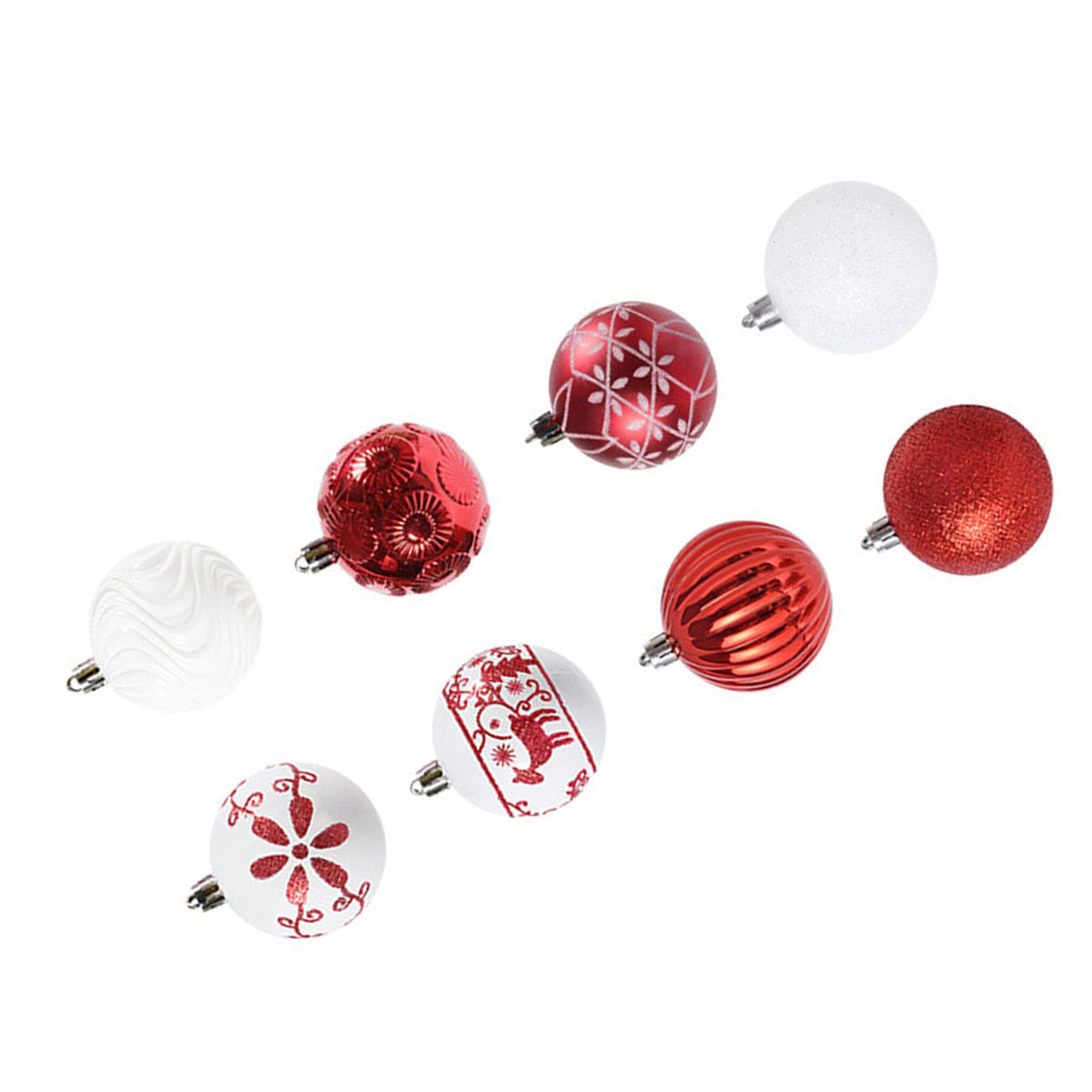 40PCS Xmas Tree Ball Plastic Lightweight Easy to Hang Ball Xmas Ball Decorations Ornaments for Holiday Wedding Party F34 Red White