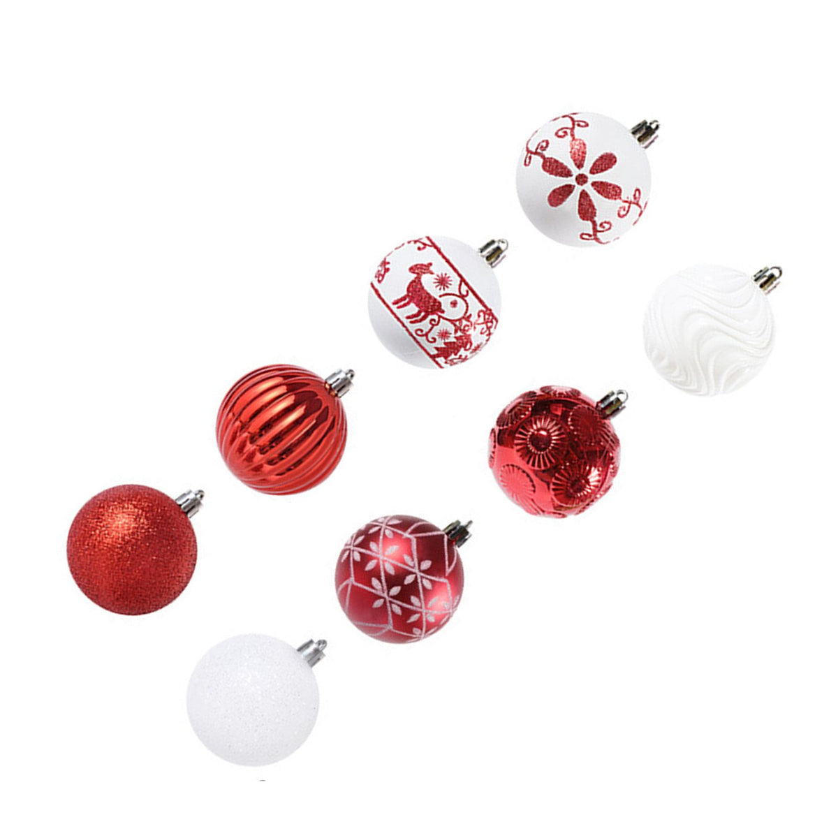 40PCS Xmas Tree Ball Plastic Lightweight Easy to Hang Ball Xmas Ball Decorations Ornaments for Holiday Wedding Party F34 Red White
