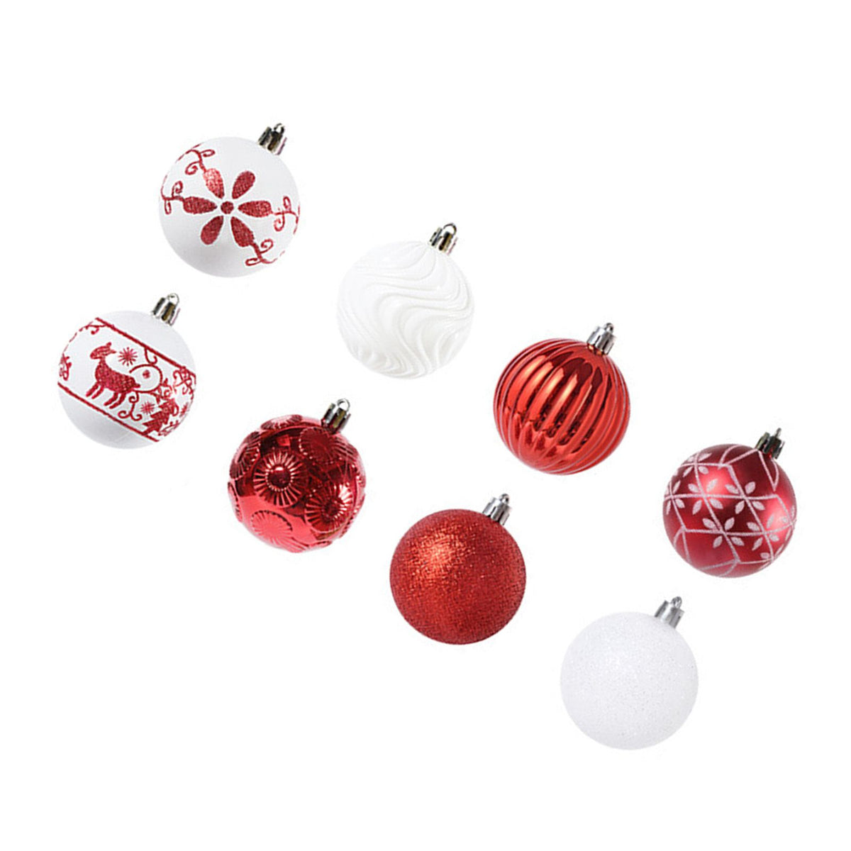 40PCS Xmas Tree Ball Plastic Lightweight Easy to Hang Ball Xmas Ball Decorations Ornaments for Holiday Wedding Party F34 Red White