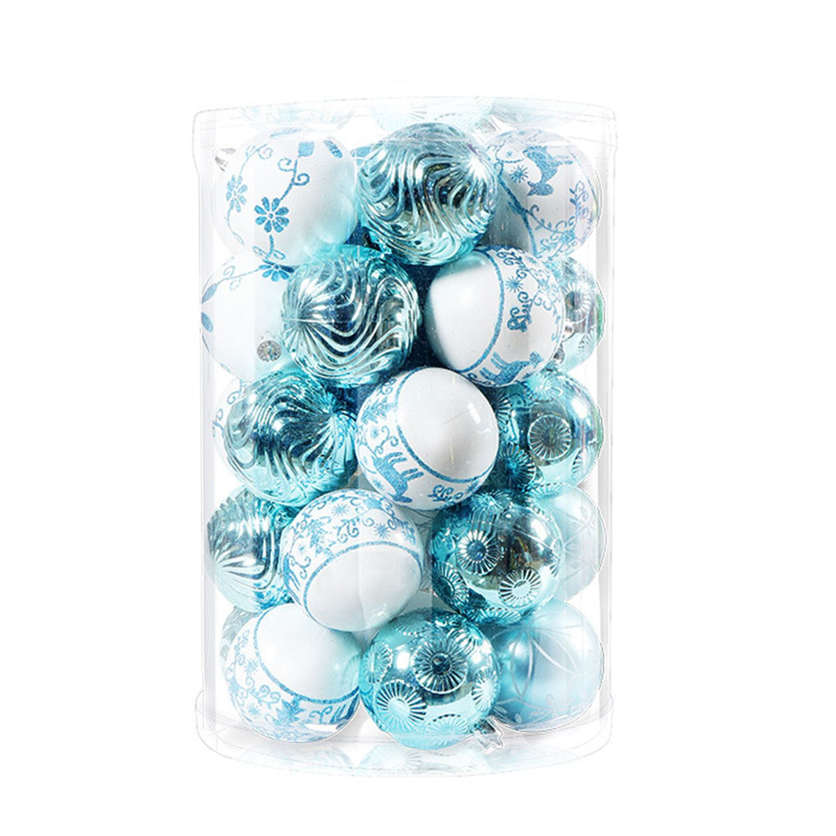 40PCS Xmas Tree Ball Plastic Lightweight Easy to Hang Ball Xmas Ball Decorations Ornaments for Holiday Wedding Party F34 Blue White