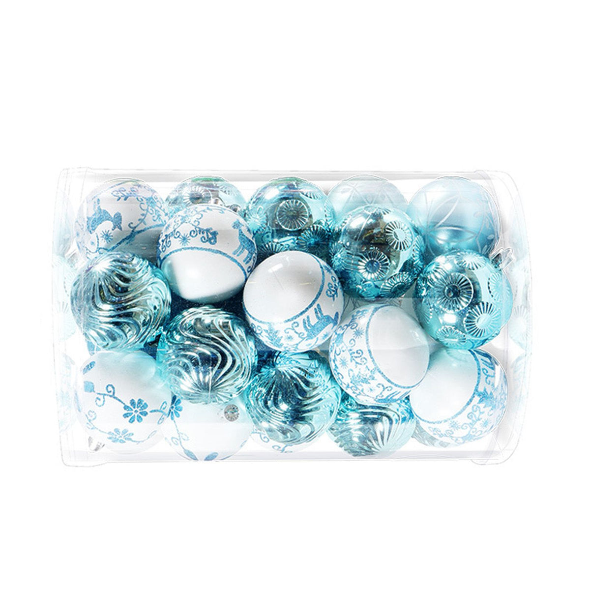 40PCS Xmas Tree Ball Plastic Lightweight Easy to Hang Ball Xmas Ball Decorations Ornaments for Holiday Wedding Party F34 Blue White