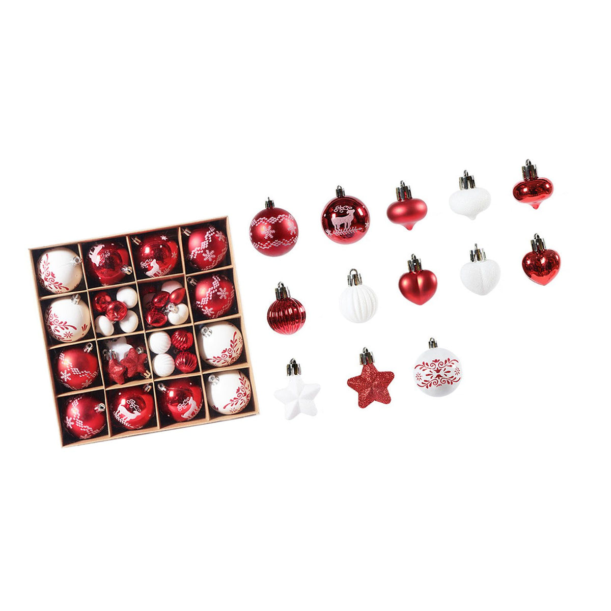 Xmas Ball Ornaments Supplies Plating Portable Plastic Decorative Baubles Champagne Balls for Porch Indoor Red White