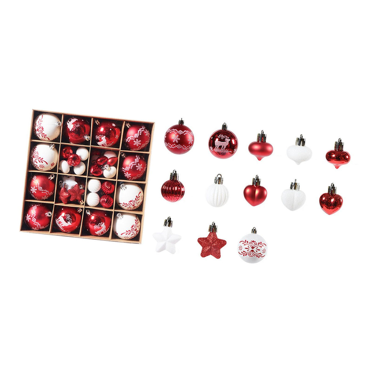 Xmas Ball Ornaments Supplies Plating Portable Plastic Decorative Baubles Champagne Balls for Porch Indoor Red White