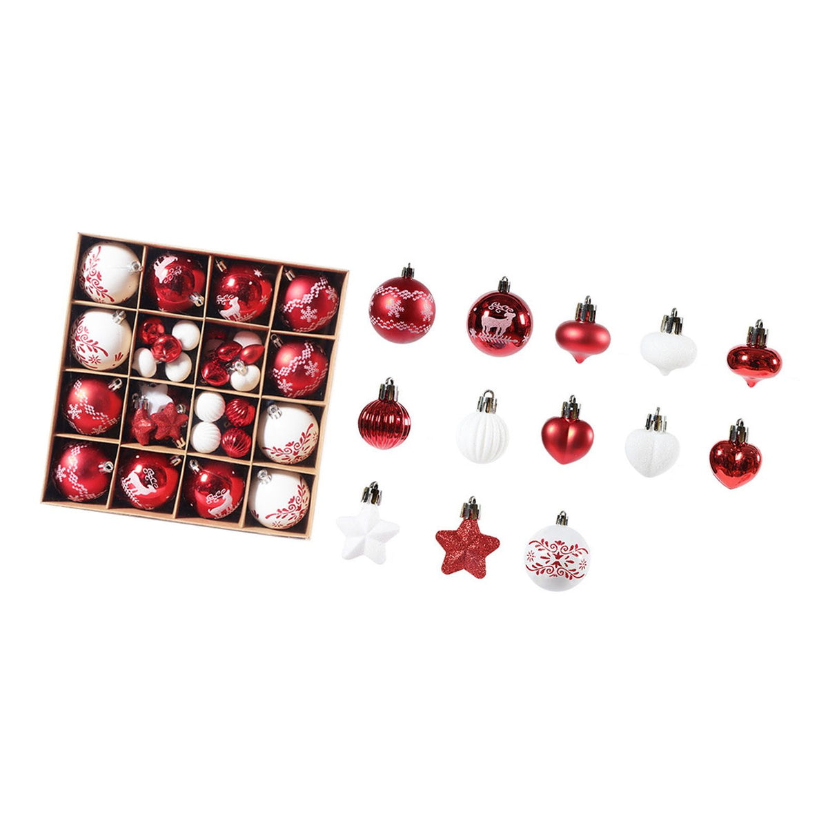 Xmas Ball Ornaments Supplies Plating Portable Plastic Decorative Baubles Champagne Balls for Porch Indoor Red White
