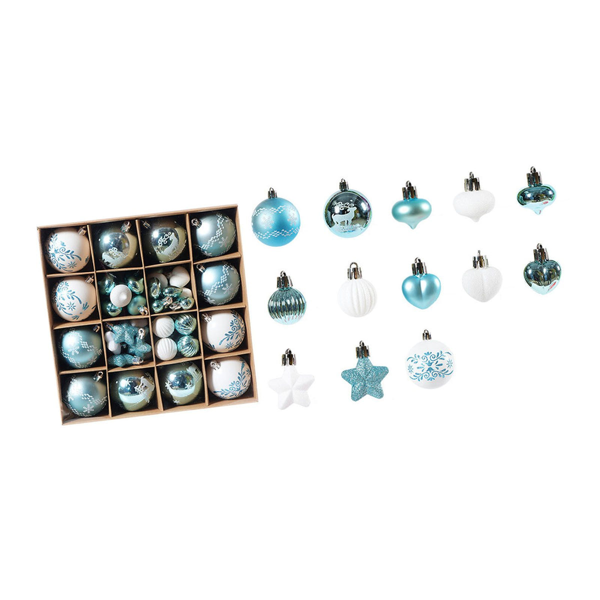 Xmas Ball Ornaments Supplies Plating Portable Plastic Decorative Baubles Champagne Balls for Porch Indoor Blue White