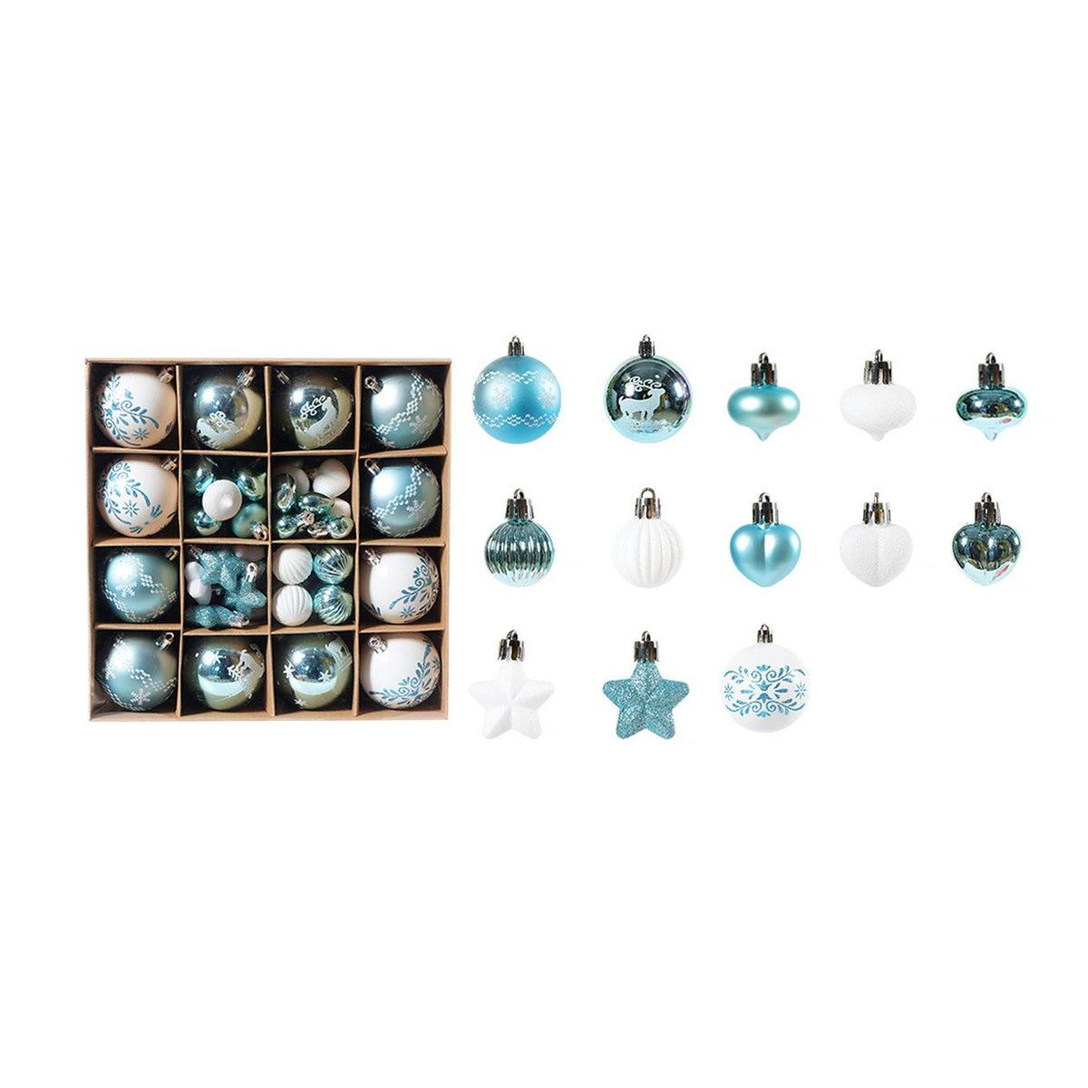 Xmas Ball Ornaments Supplies Plating Portable Plastic Decorative Baubles Champagne Balls for Porch Indoor Blue White
